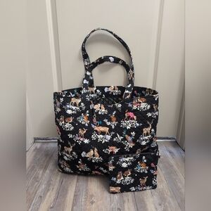 Vera Bradley Grand Tote + Wristlet Merry Mischief Christmas Deer Large Woodland
